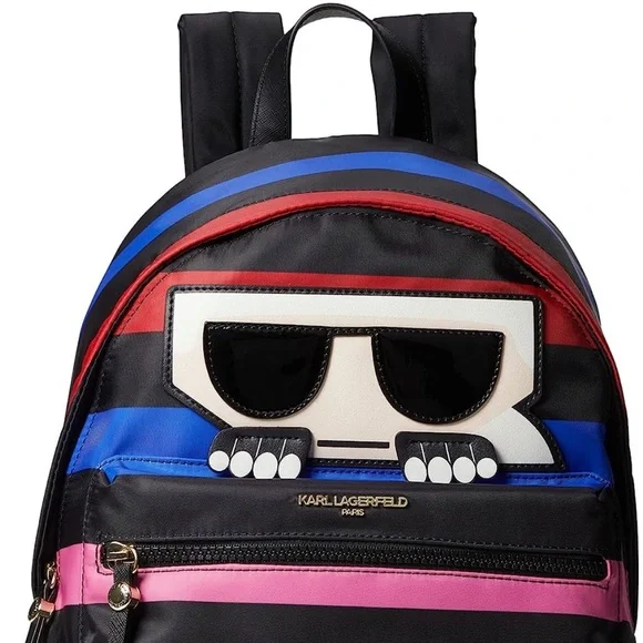 Karl Lagerfeld Paris Amour Backpack Stripe Pewter Black One Size AMOUR PATCH BACKPACK | Parallel main image 4
